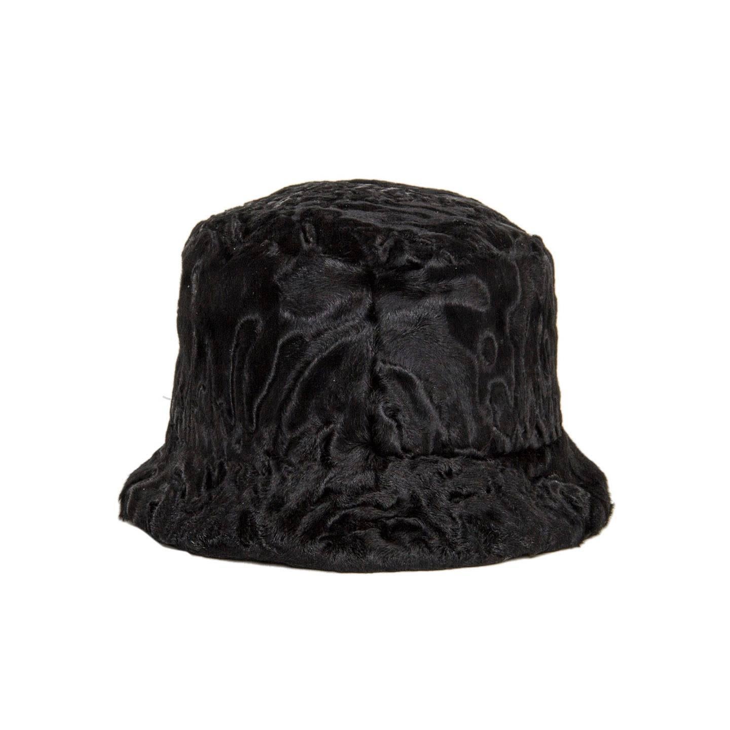 Prada black broadtail lamb fur hat with small brim and silk lining. Origin: Afghanistan.

Size  M Universal sizing

Condition  Excellent: never worn