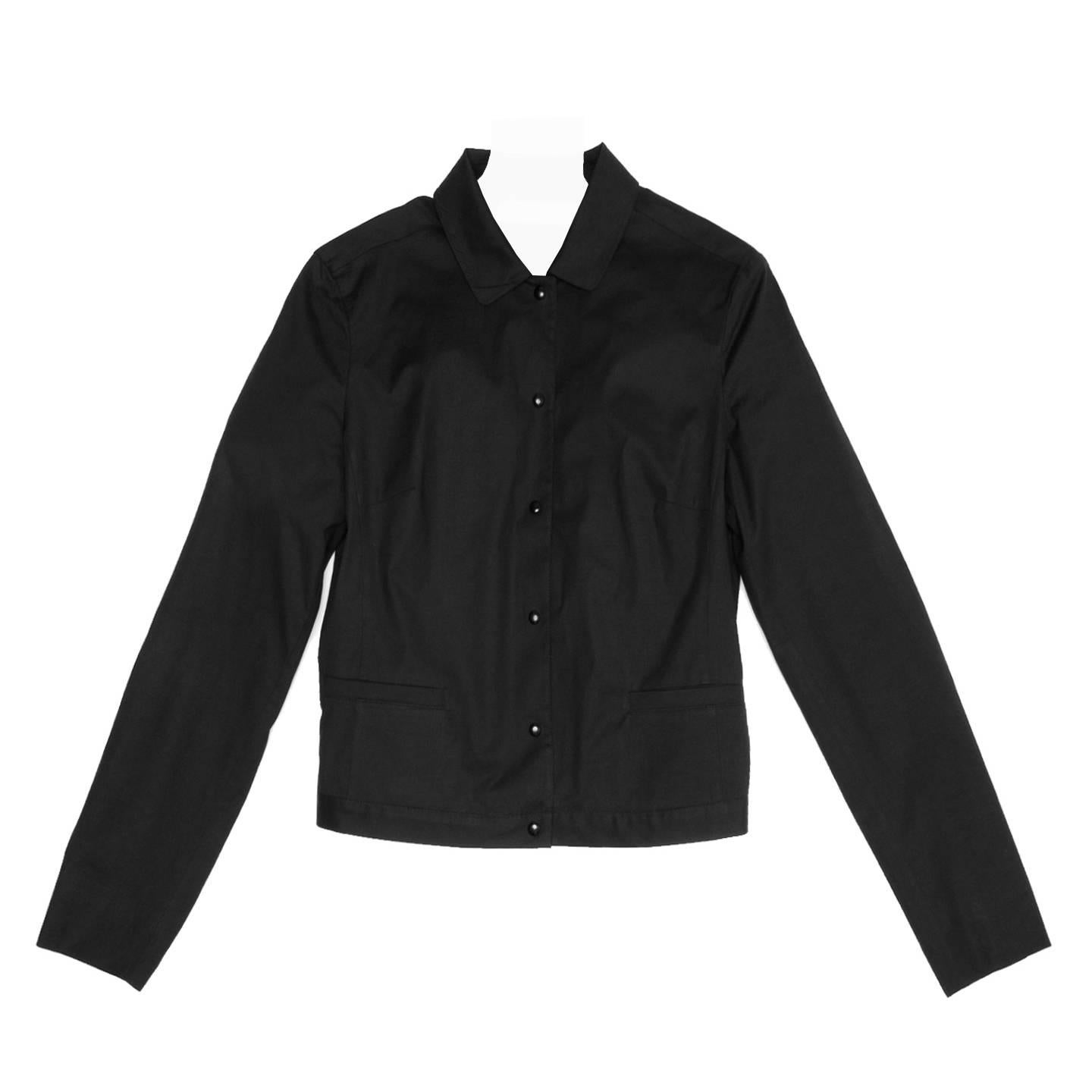 Miu Miu Black Cotton Snap Jacket For Sale