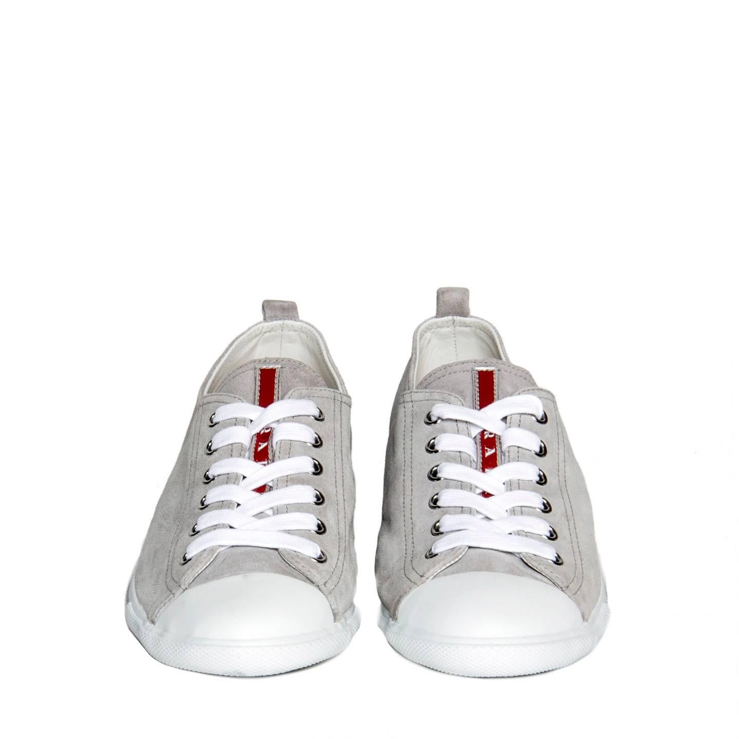 Gray Prada Grey Suede Sneakers