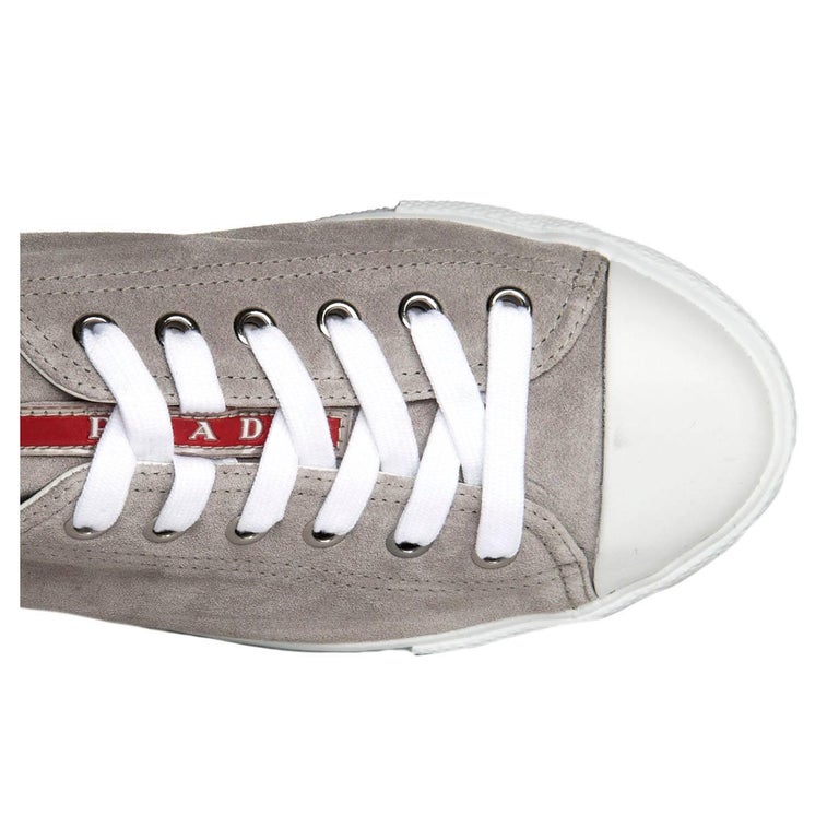 prada grey suede trainers