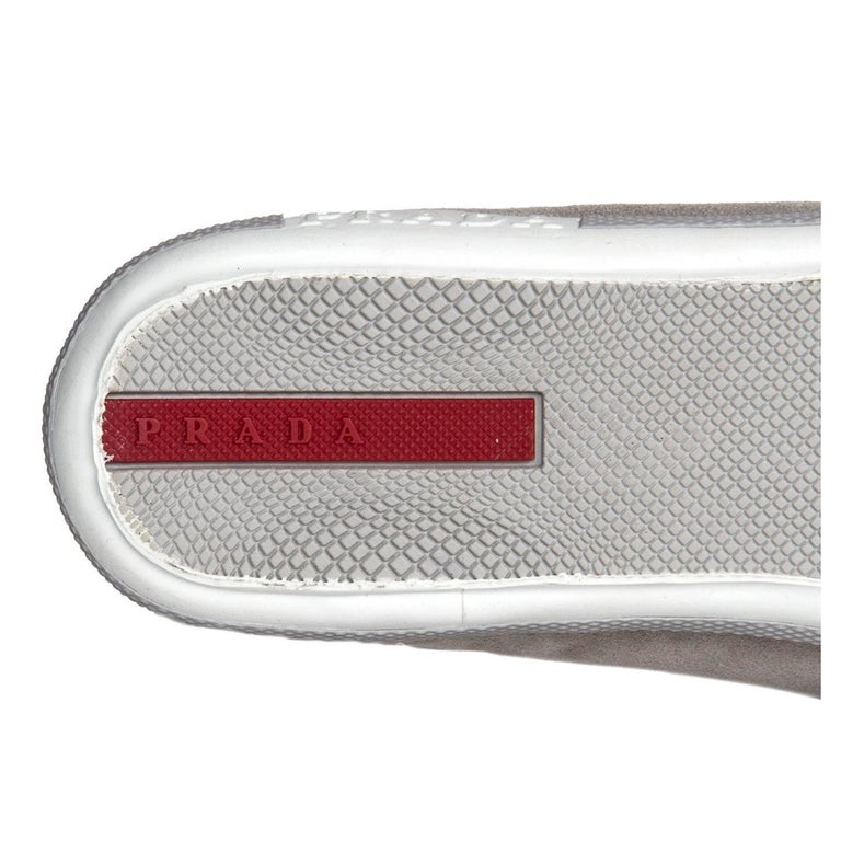 prada grey suede trainers