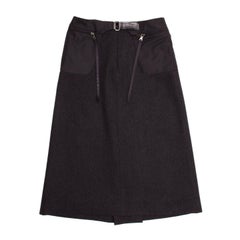 Prada Charcoal Grey Wool Pleated Skirt