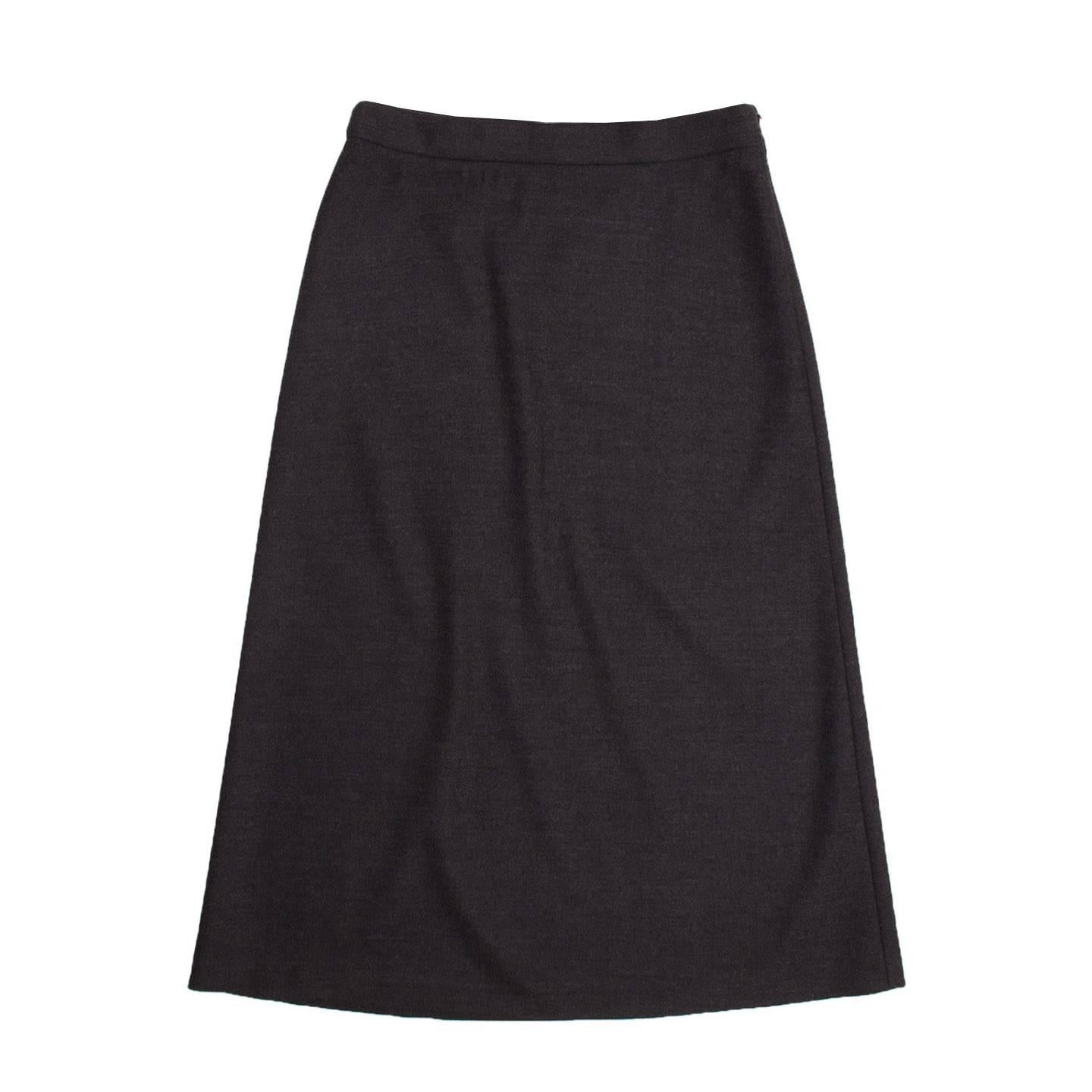Prada Charcoal Grey A-Line Skirt For Sale