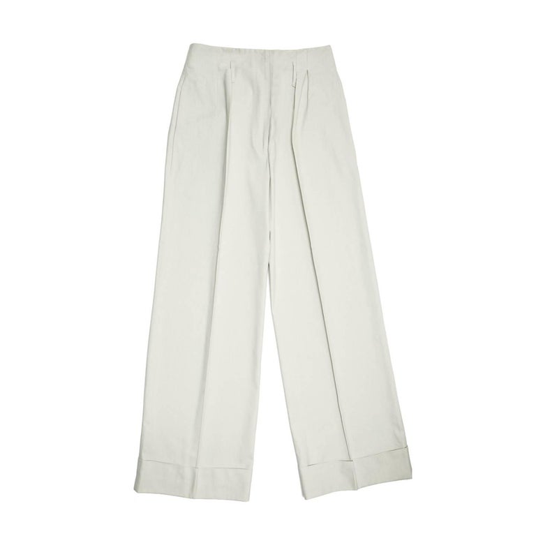 Stella McCartney Ecru Cotton Wide Pants For Sale at 1stDibs