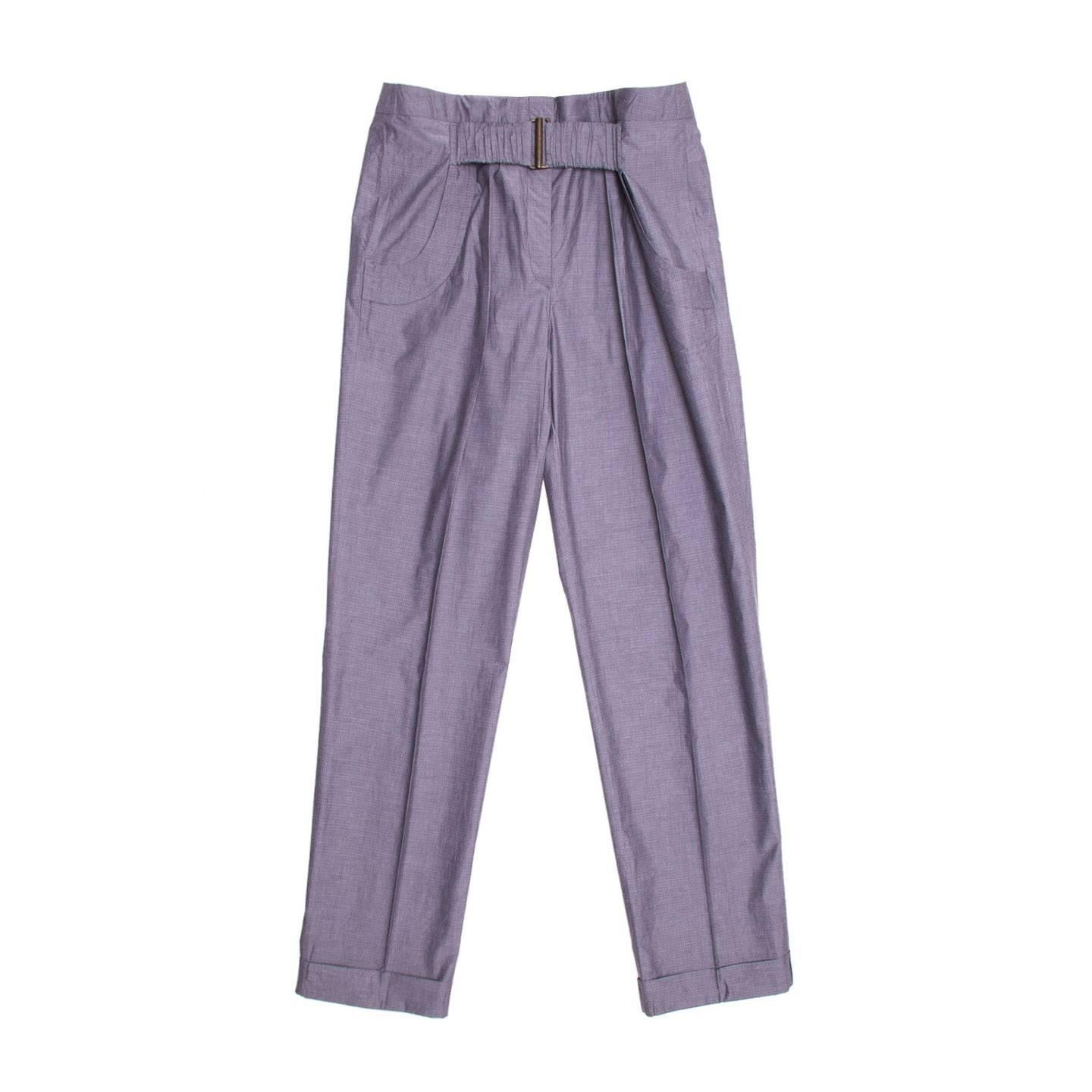 Stella McCartney Grey Check Pleated Pants For Sale