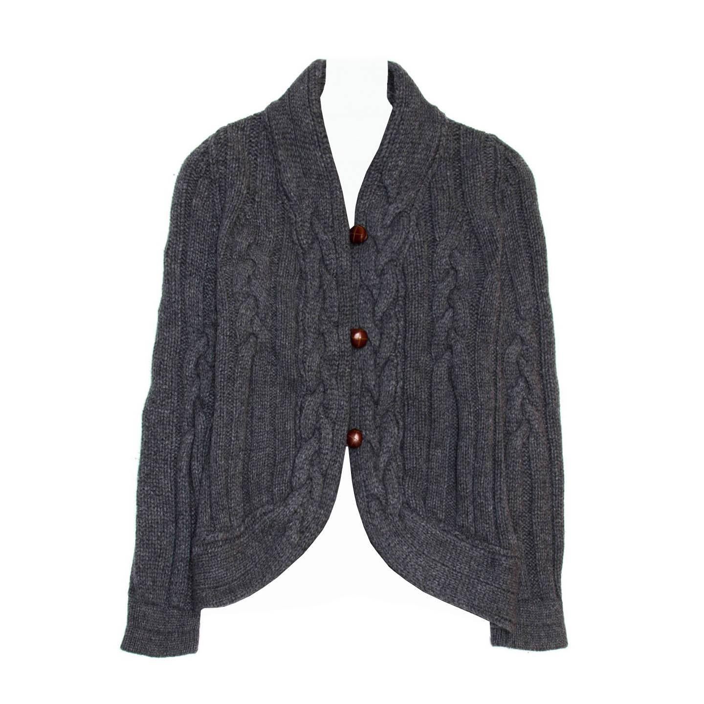 Proenza Schouler Grey Cable Knit Short Cardigan For Sale