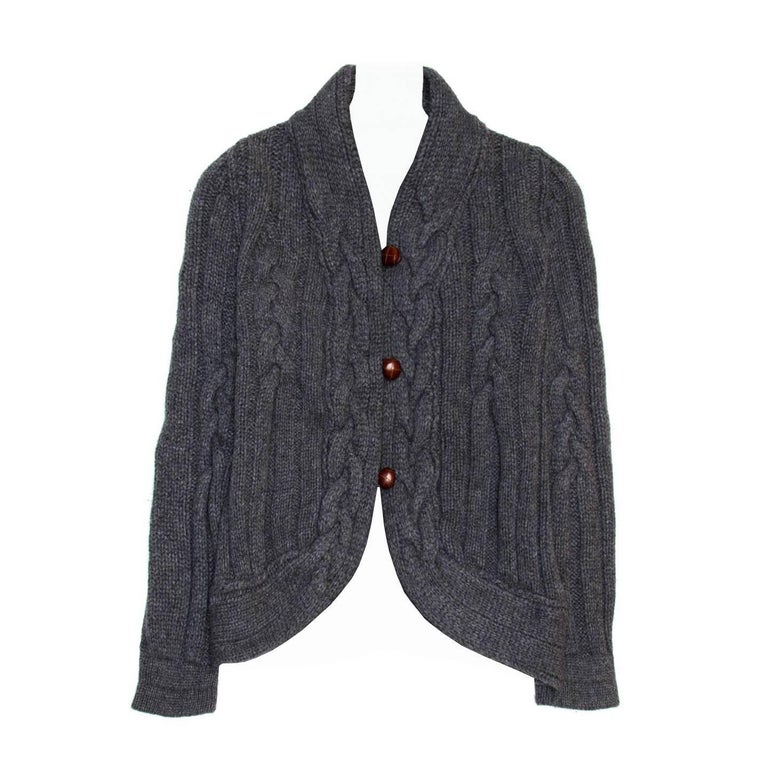 Proenza Schouler Grey Cable Knit Short Cardigan For Sale at 1stDibs ...