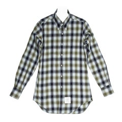 Thom Browne Blue & Green Plaid Shirt For Man