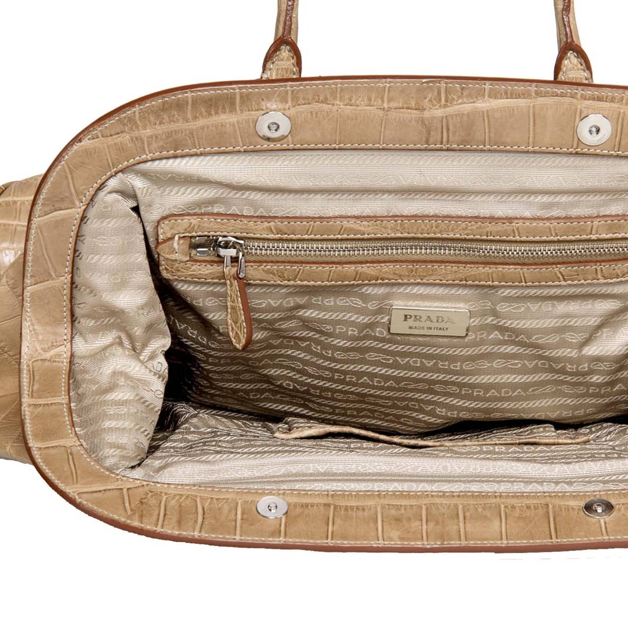 Prada Light brown crocodile bag with a vintage classic design For Sale at 1stdibs