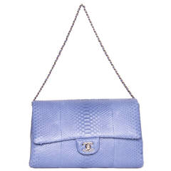 Chanel Periwinkle Python Small Clutch Bag With Strap 12