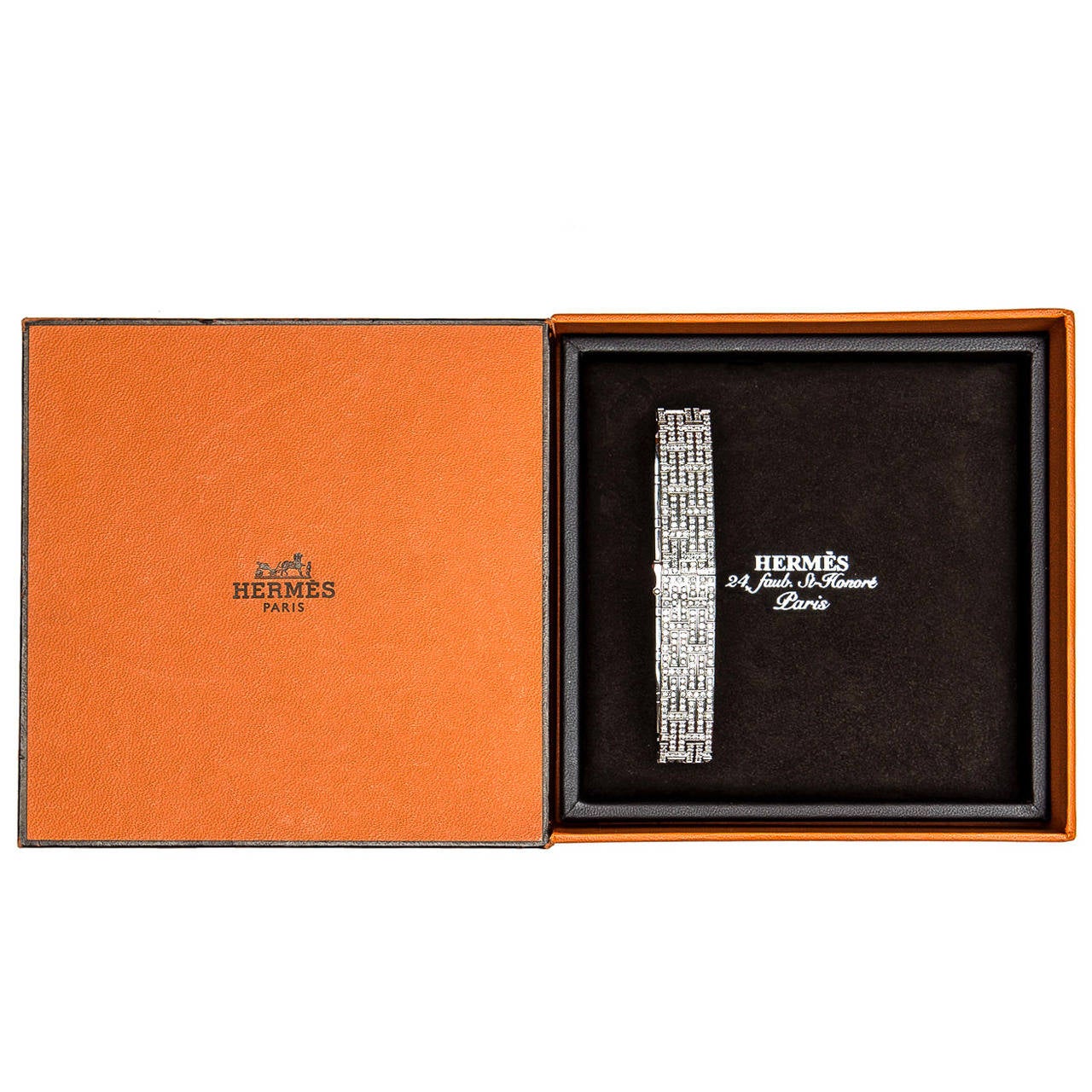 Hermes Platinum And Diamond With Embedded Hermes Hs Bracelet at 1stDibs