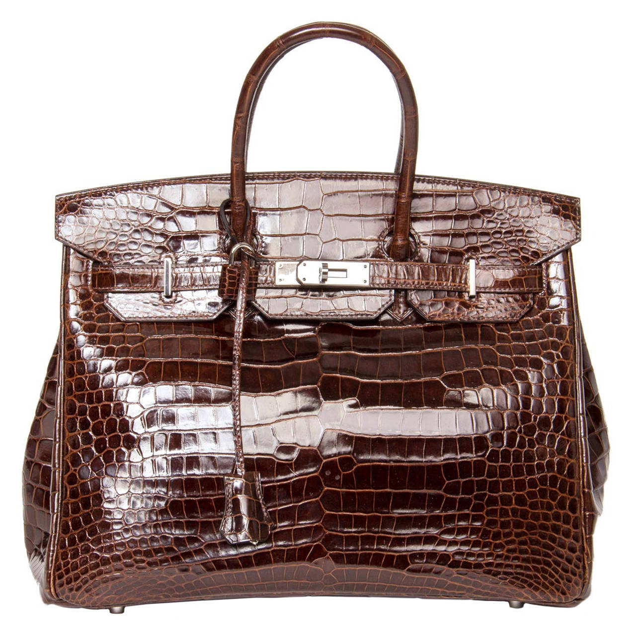 Herms Birkin Brown Shiny Croco Bag 35 Cm For Sale at 1stdibs  