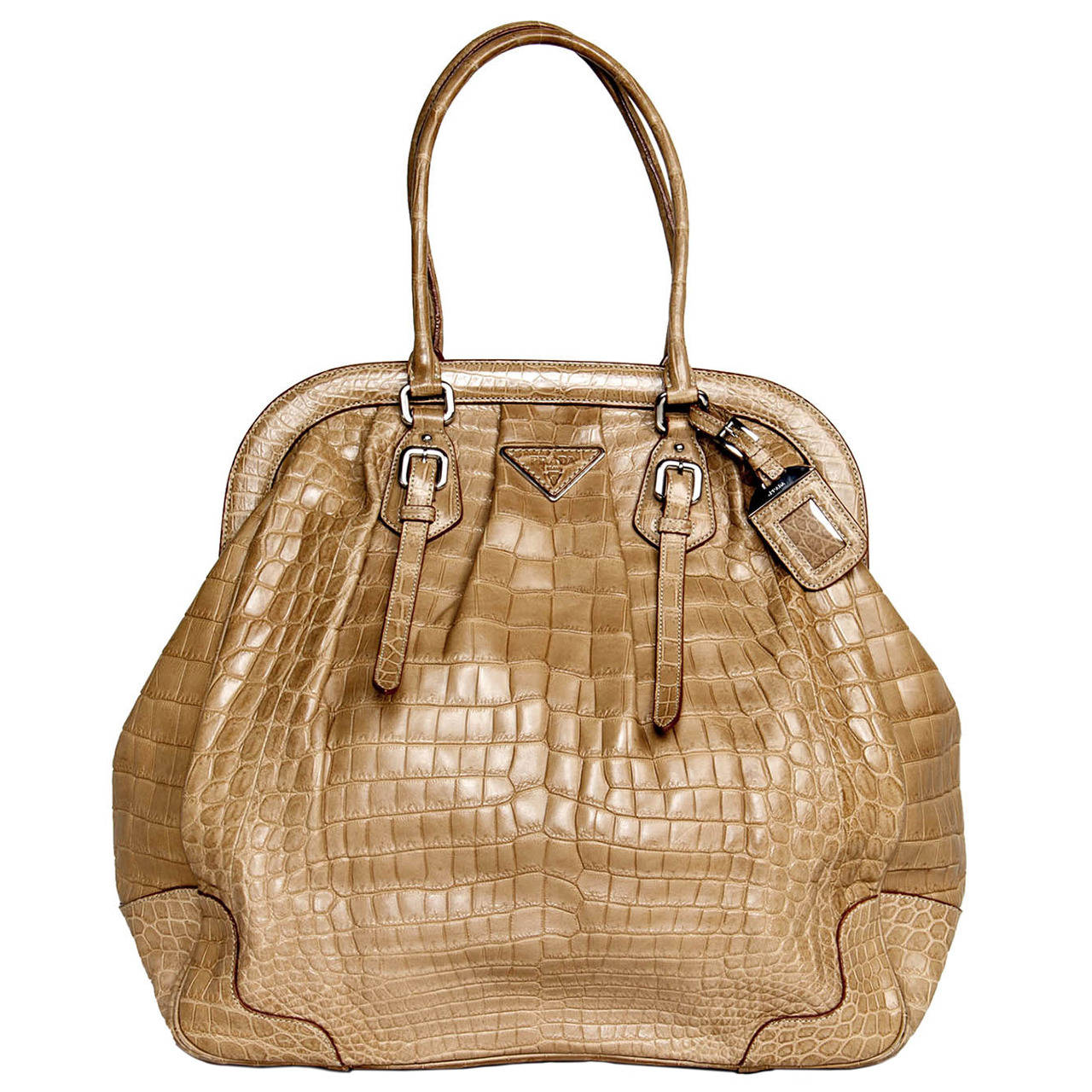 Prada Large Frame Light brown Crocodile Bag For Sale