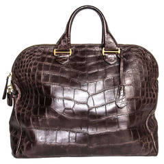 Tom Ford Chocolate Brown Crocodile Oversized Bag