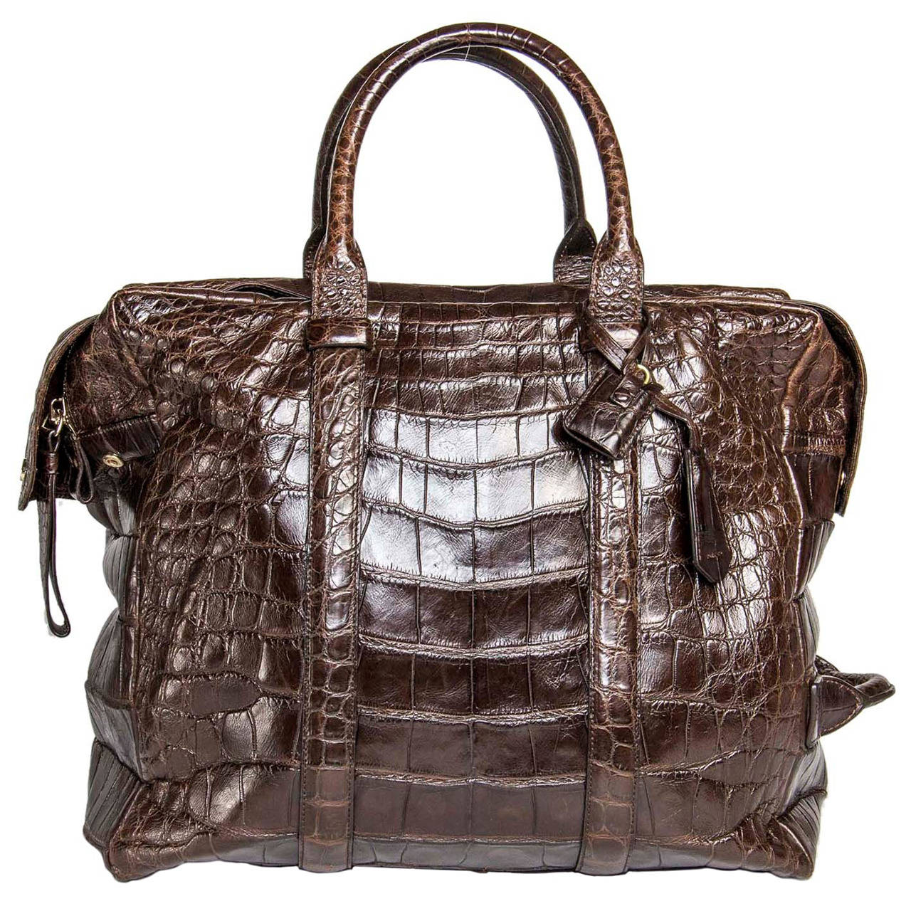 Tom Ford Chocolate Brown Crocodile Oversized Bag For Sale at 1stDibs