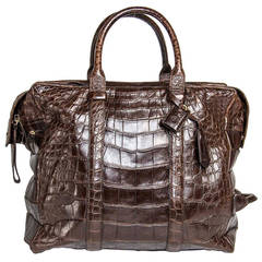 Tom Ford Chocolate Brown Crocodile Oversized Bag