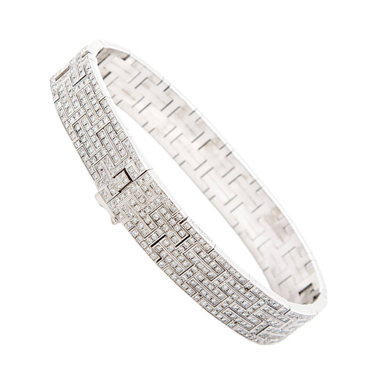 Hermes Platinum And Diamond With Embedded Hermes Hs Bracelet at 1stDibs