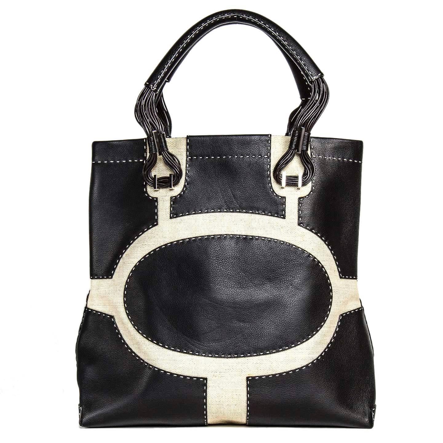 VBH Black Leather & Canvas Bag In New Condition For Sale In Brooklyn, NY