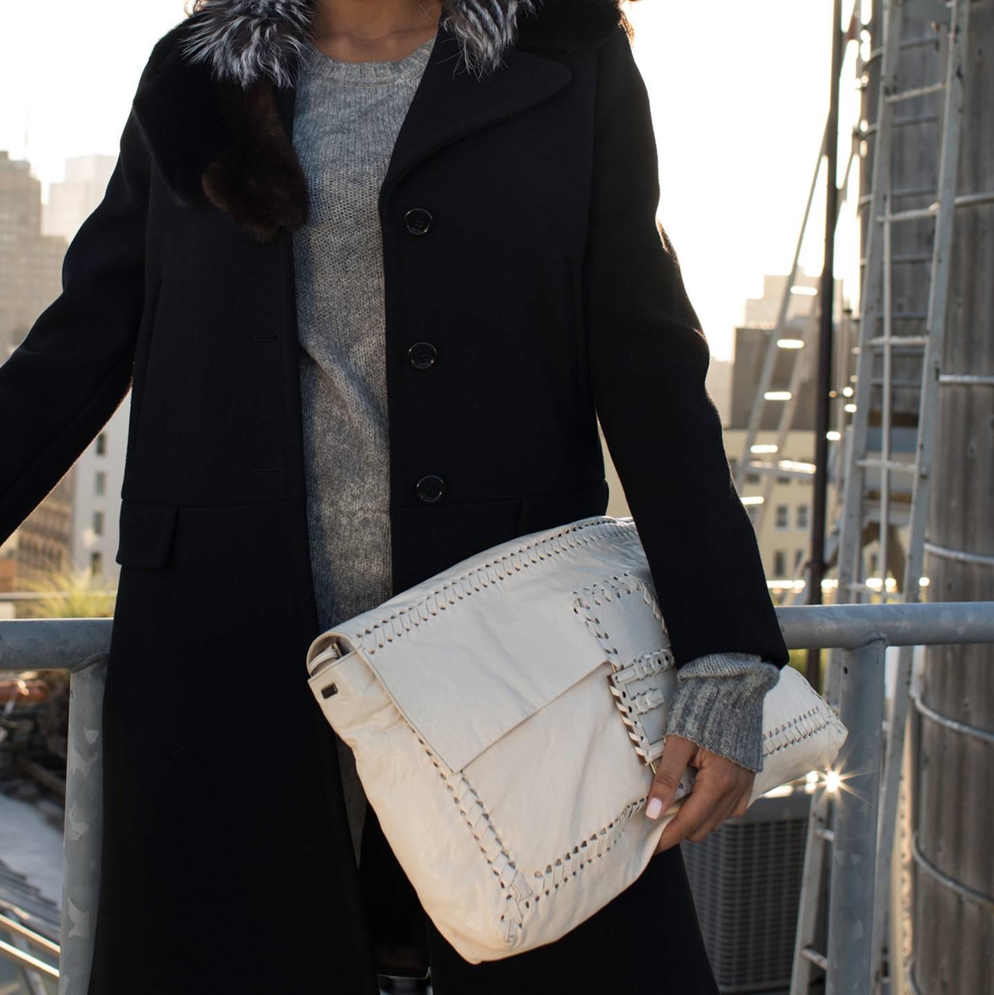 Women's Fendi Ivory Leather Medium Bag For Sale