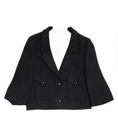 Chanel Black Cotton and Silk  3/4 Sleeve Cropped Jacket