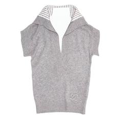 Chanel Grey Cashmere Short Sleeved Sweater