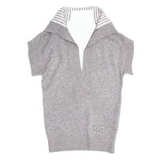 Chanel Grey Cashmere Short Sleeved Sweater 5
