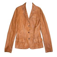 Jil Sander Tan Leather Blazer 11
