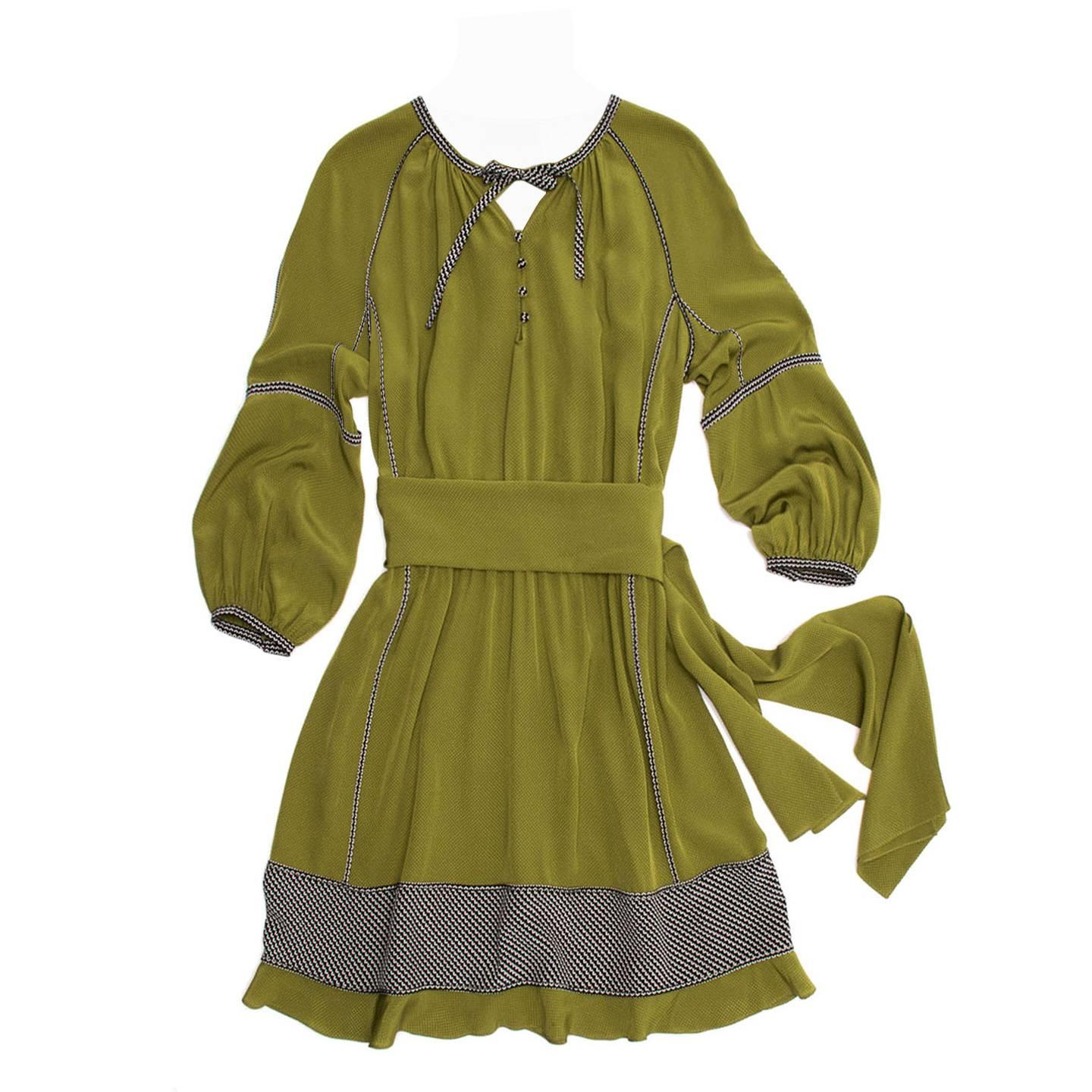 Derek Lam Green Peasant Style Dress For Sale