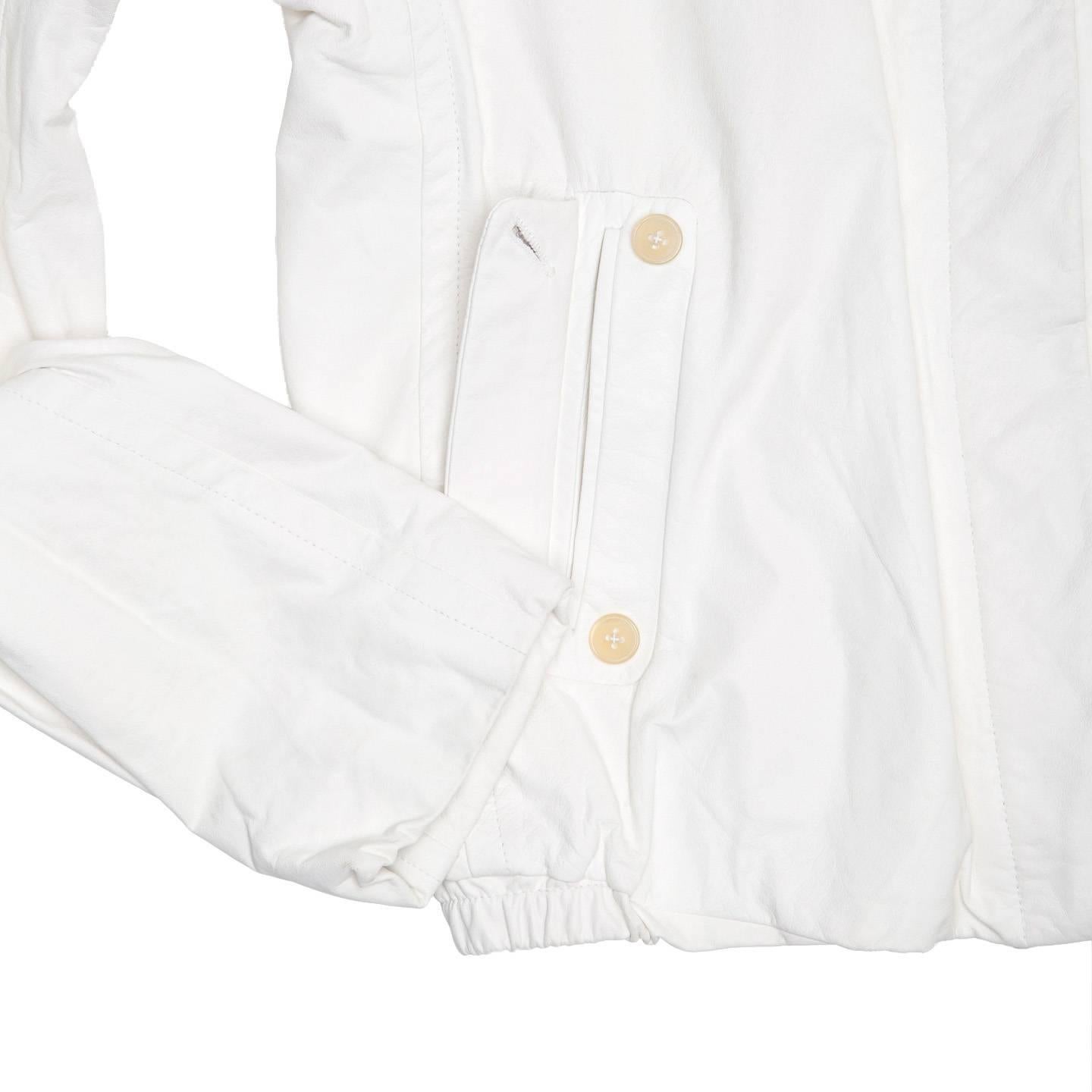 Jil Sander White Leather Bomber Jacket For Sale 1