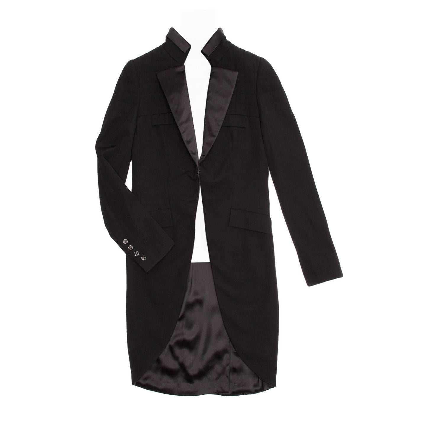 Chanel Black Tuxedo Jacket With Tails For Sale