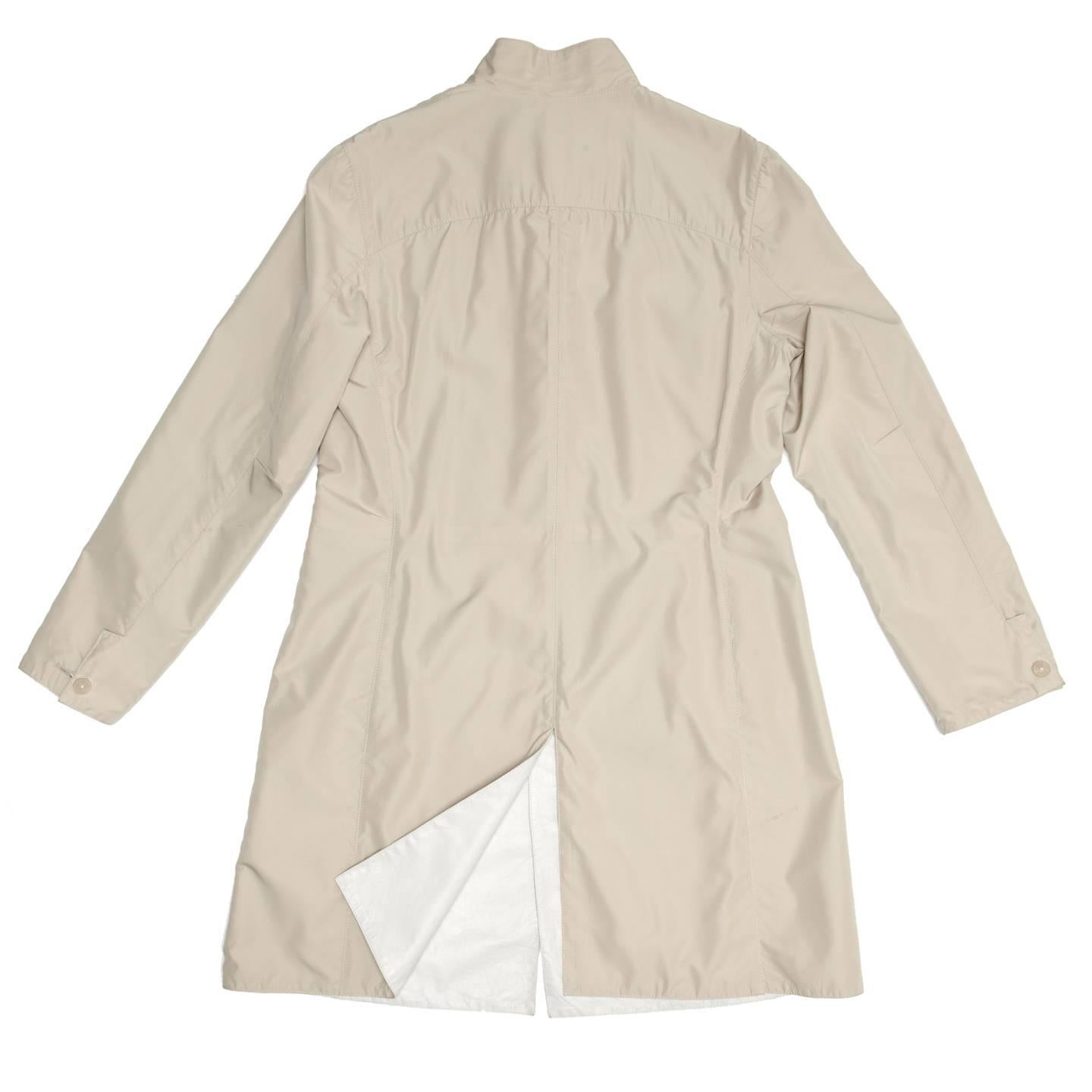 Jil Sander White Leather Reversible Coat In Excellent Condition For Sale In Brooklyn, NY