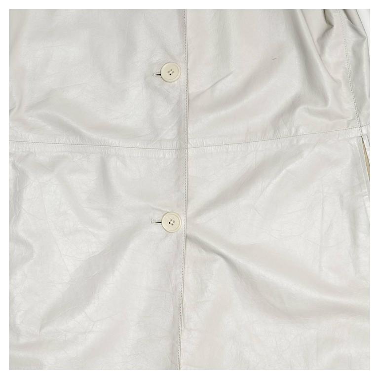 Jil Sander White Leather Reversible Coat For Sale at 1stDibs