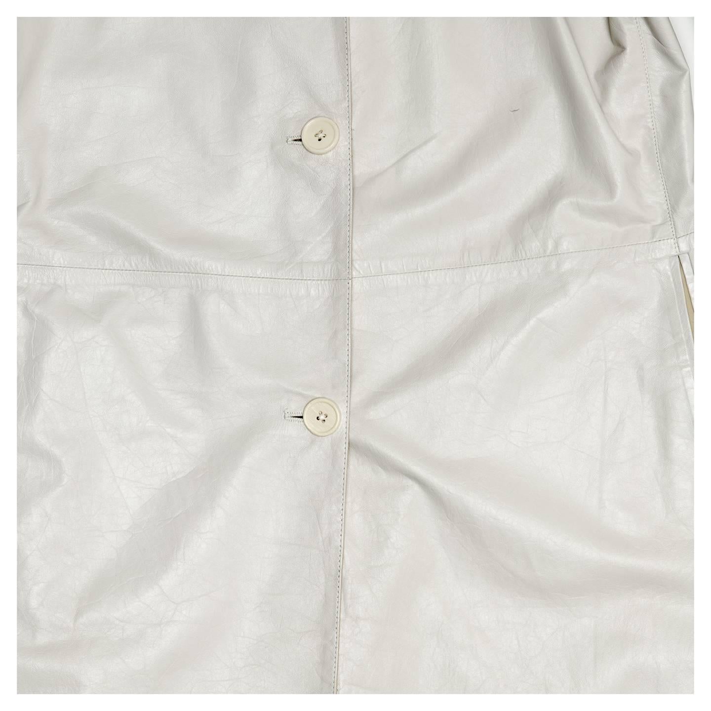 Jil Sander White Leather Reversible Coat For Sale 1