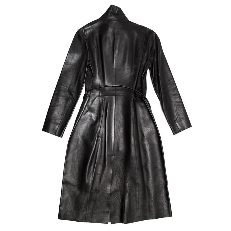 Gucci Black Leather Long Coat at 1stDibs | black leather long jacket