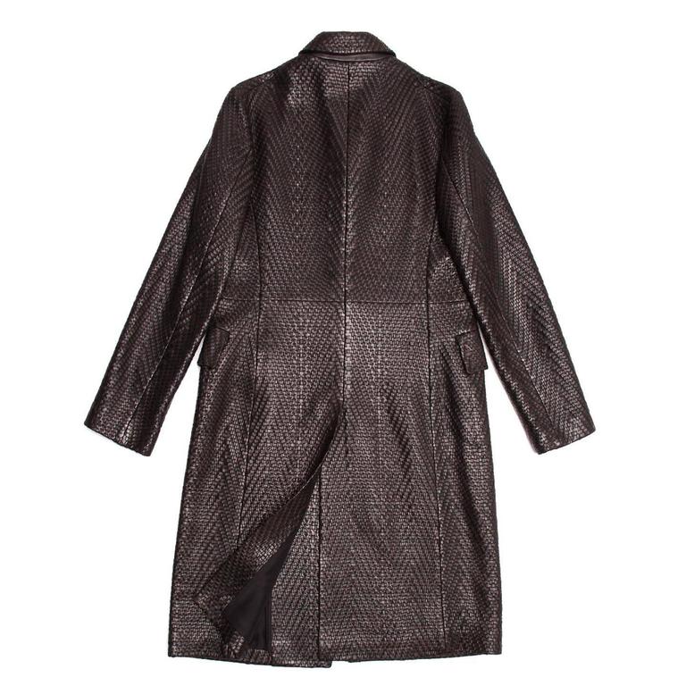 Jil Sander Brown Woven Leather Coat For Sale at 1stDibs | jil sander ...