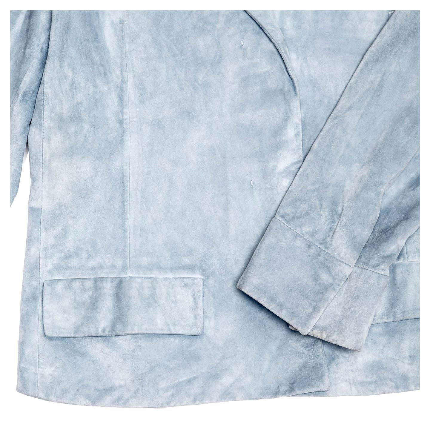 Jil Sander Blue Suede Cropped Blazer For Sale 2