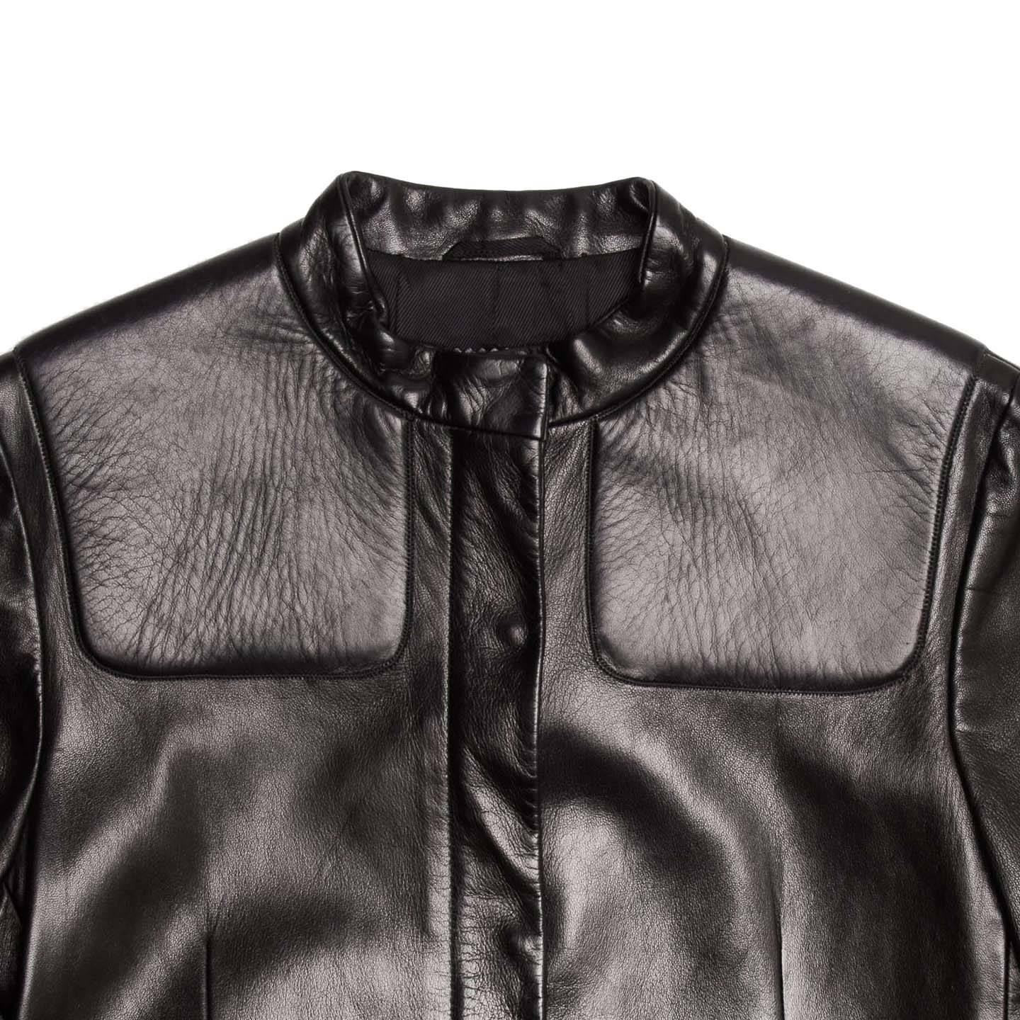 Prada Black Leather Racer Coat For Sale 1