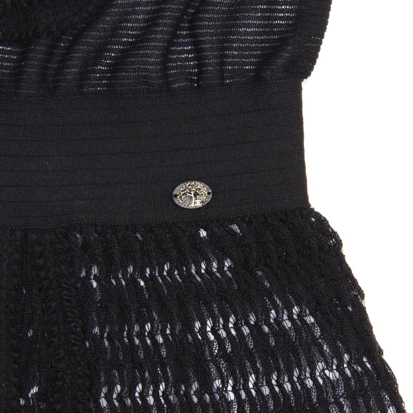 Women's Chanel Black Knit Open Front Coat Dress For Sale