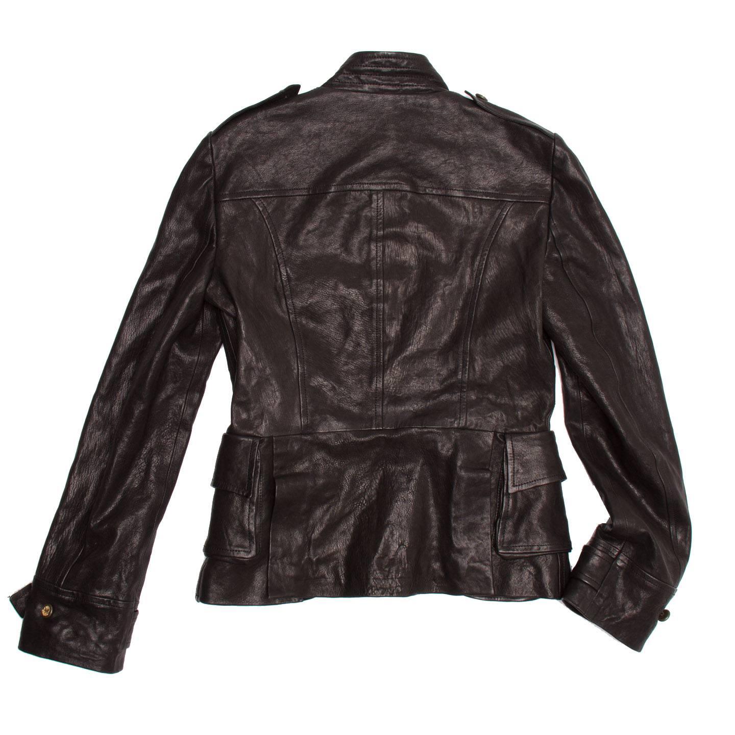 Women's Dolce & Gabbana Black Distressed Leather Military Jacket