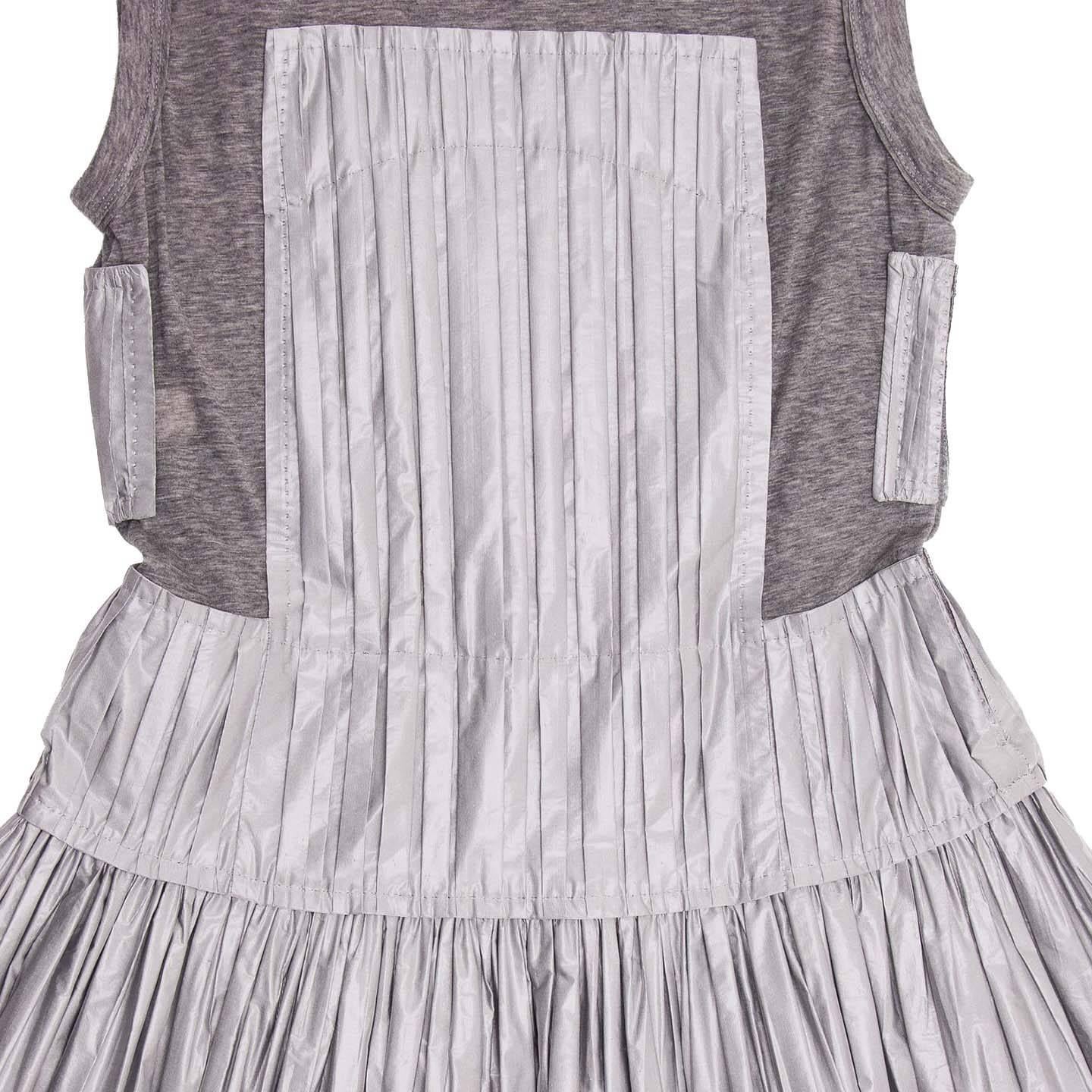 Gray Louis Vuitton Grey Jersey & Silk Pleated Dress For Sale