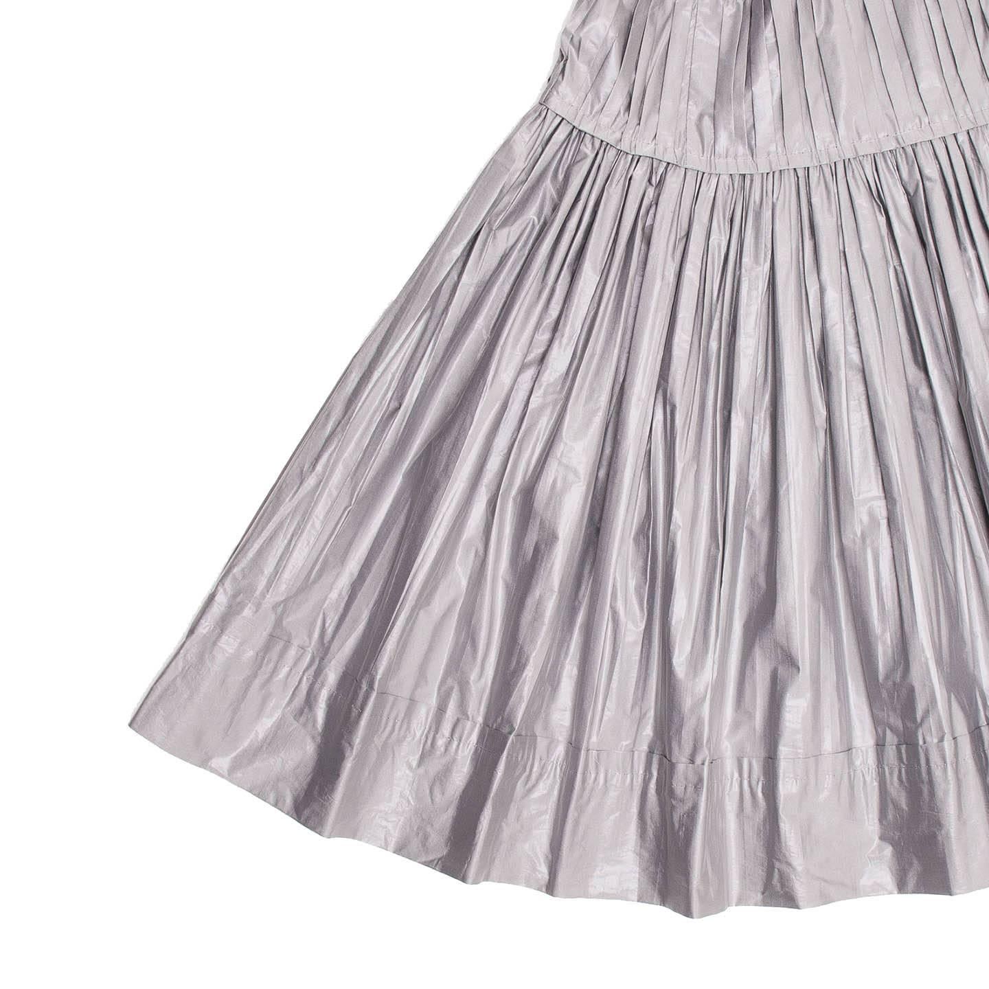 Louis Vuitton Grey Jersey & Silk Pleated Dress In New Condition For Sale In Brooklyn, NY