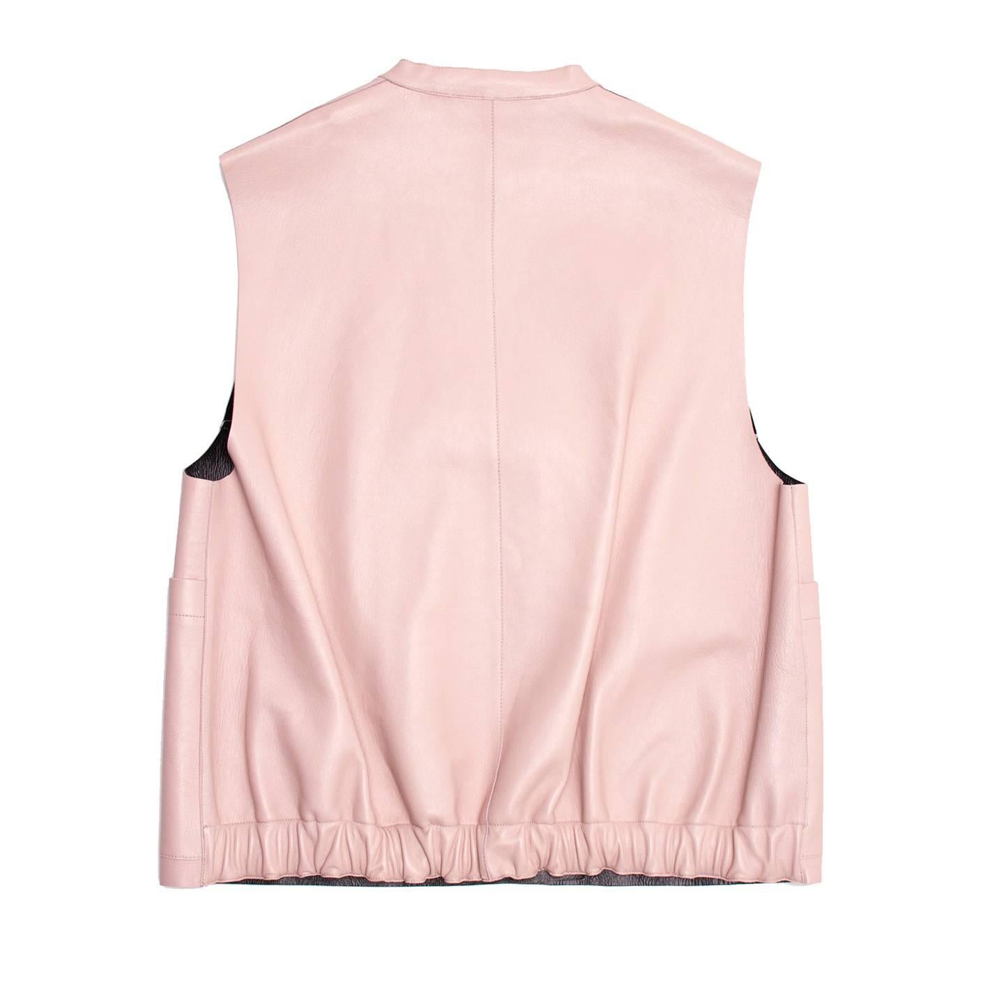Marni Pink & Black Leather Vest In New Condition For Sale In Brooklyn, NY