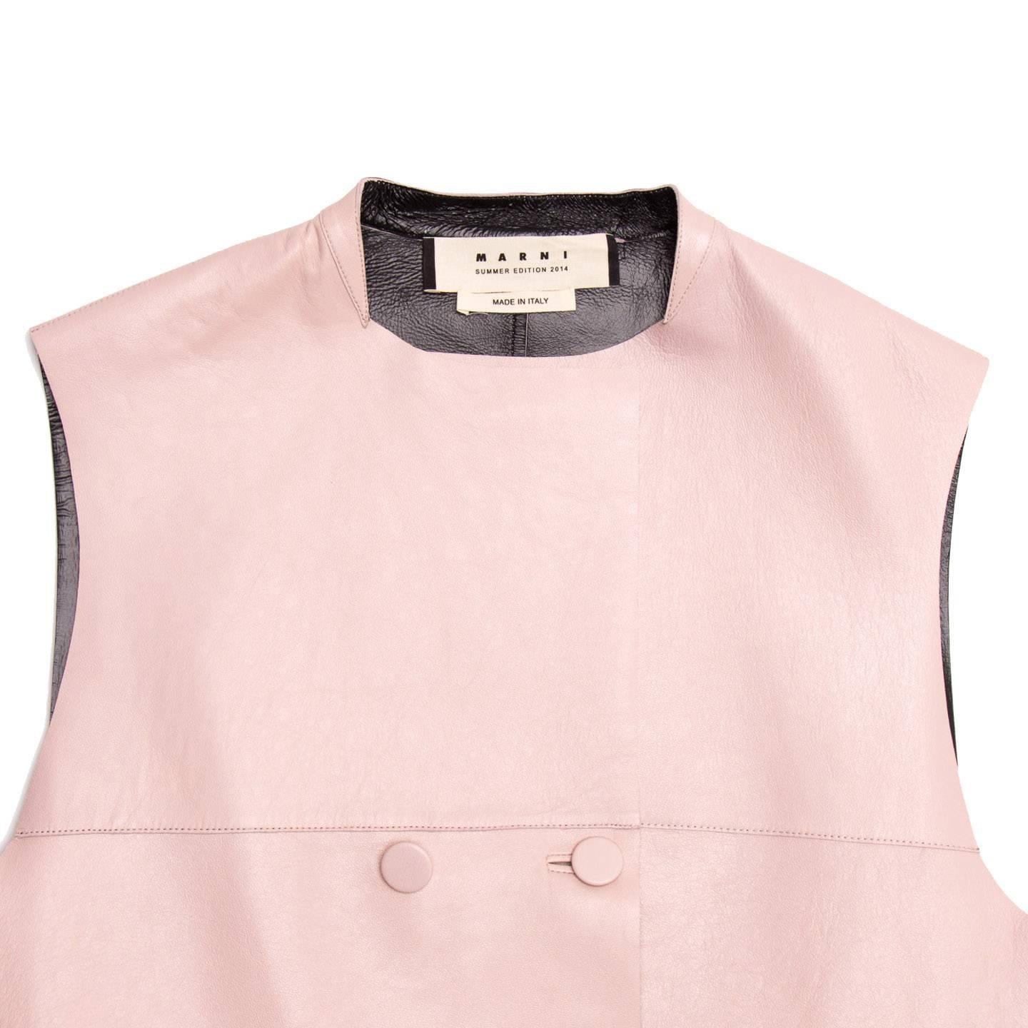 Women's Marni Pink & Black Leather Vest For Sale