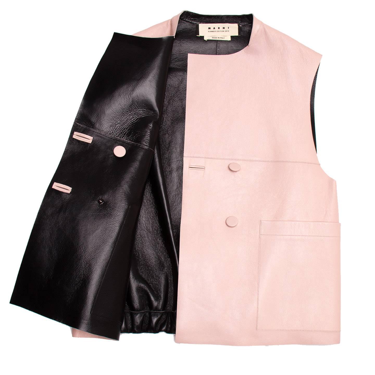 Orange Marni Pink & Black Leather Vest For Sale