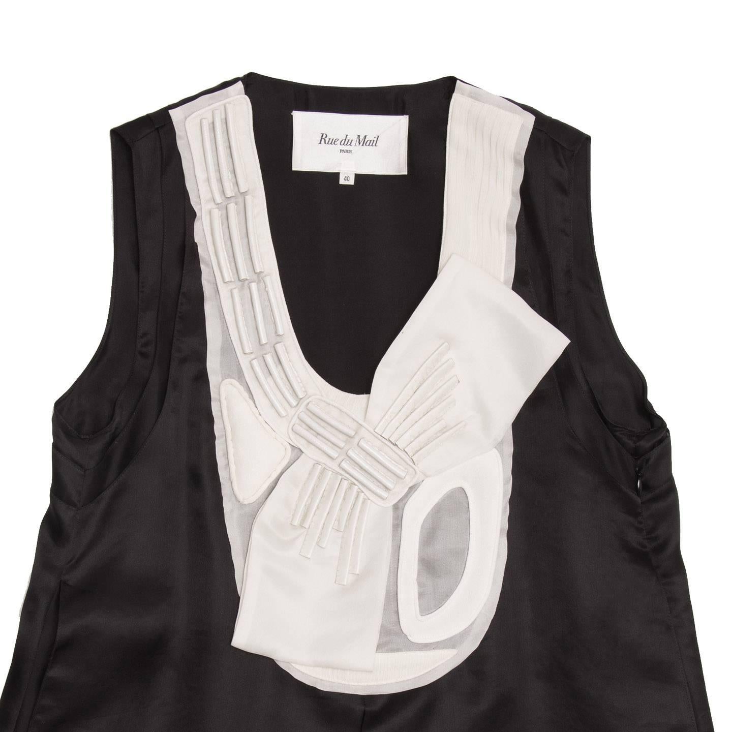 Women's Rue Du Mail Black & White Silk Dress For Sale