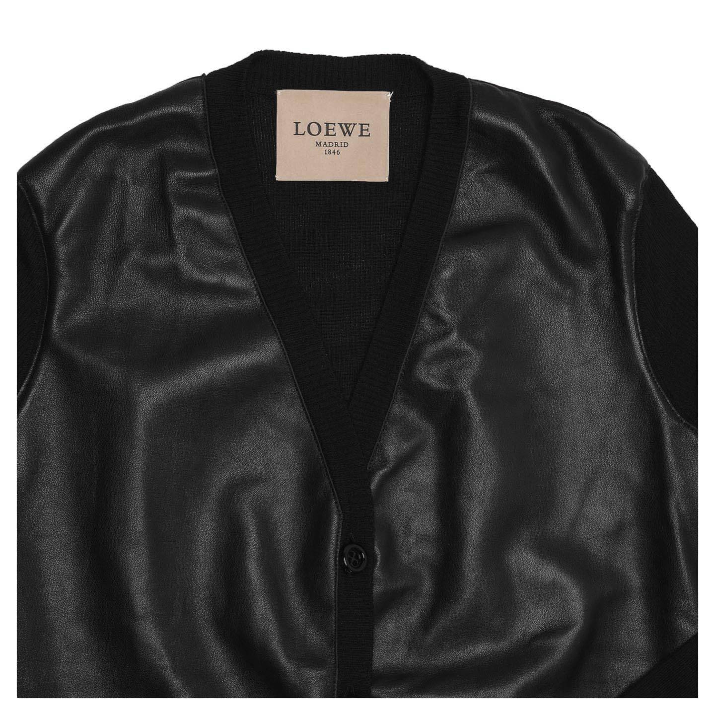 Women's Loewe Black Cashmere & Leather Cardigan For Sale