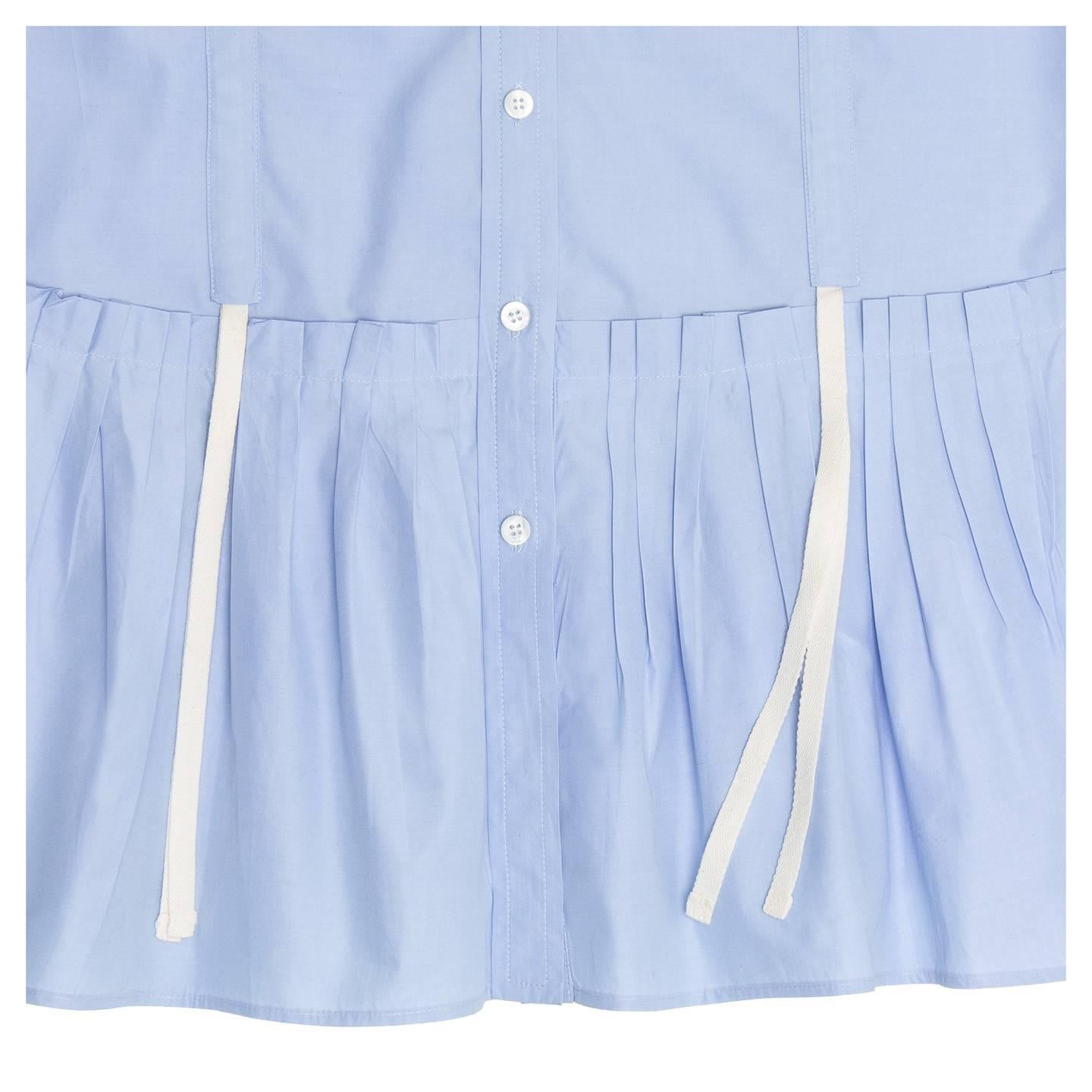 Louis Vuitton Sky Blue Pleated Shirt Dress 1