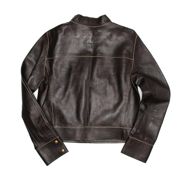 Louis Vuitton Brown Leather Short Jacket For Sale at 1stdibs