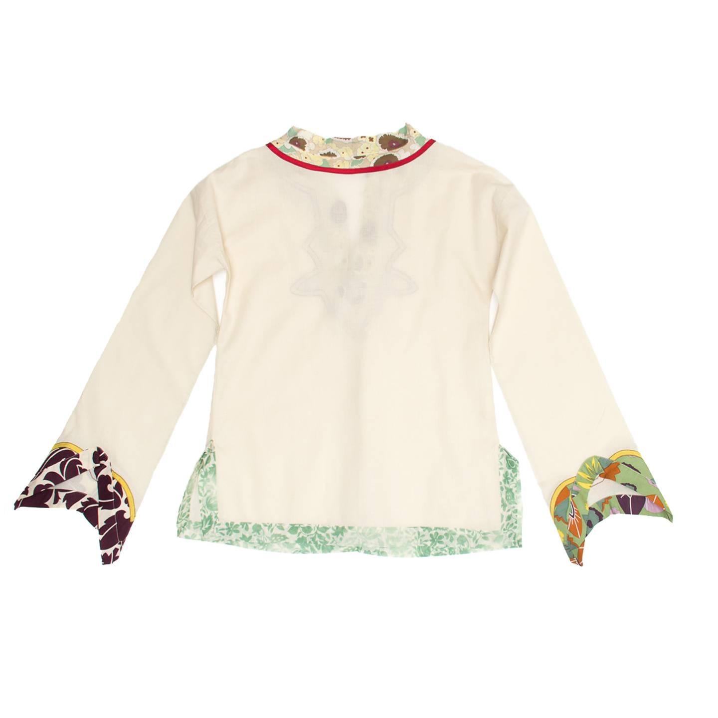 Beige Marni Multicolor Floral Print Cotton Tunic For Sale