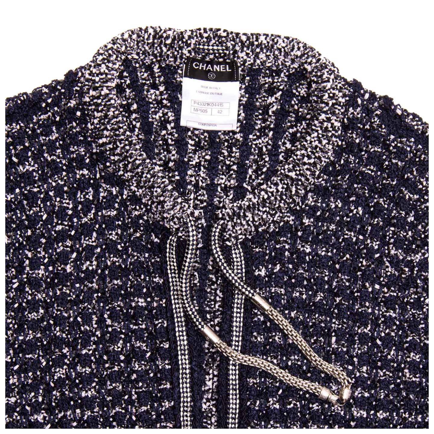 Chanel Navy & Silver Knit Jacket  In New Condition In Brooklyn, NY